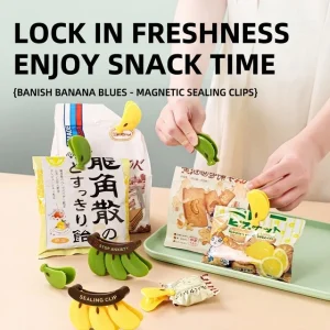 Banana Magnetic Bag Clips Food Sealing Clips, 2 Pack