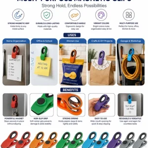 Chip Clips, Magnetic Bag Clips with Air Tight Seal for Food Storage, 12 Pieces,